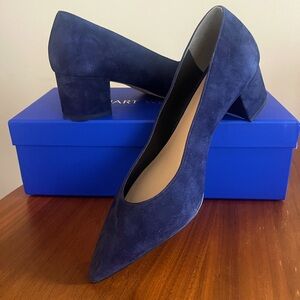Stuart Weitzman Klara 50 Block Heel Shoe Size 8.5 in Blue